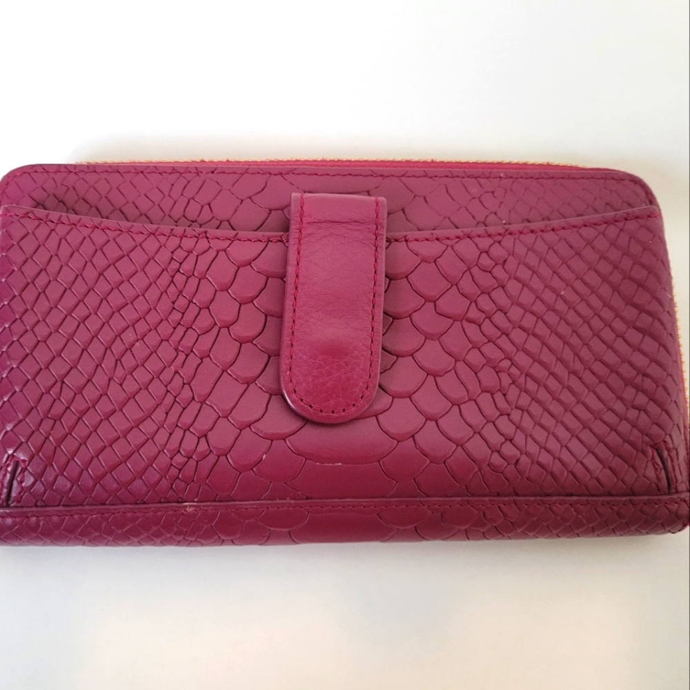 Gigi City Walletraspberry Embossed Python Leather - image 2
